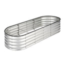Outdoor Garden Bed Oval Galvanised Steel 240x80x42cm Silver
