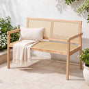 Garden Bench Wooden Bench Outdoor PVC Woven Seat Backrest 107cm