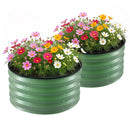 Round Raised Garden Bed 2 Pack Galvanised Planter Box Rust Resistant 60x60x30cm Green