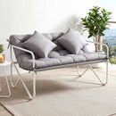 Garden Bench 2 Seater Outdoor Bench Metal with Cushion 118cm Grey