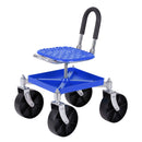 Garden Cart Seat Rolling Stool 360 Swivel Height Adjustable Heavy Duty Blue