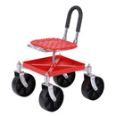 Garden Cart Seat Rolling Stool 360 Swivel Height Adjustable Heavy Duty Red