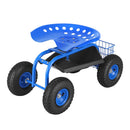 Garden Seat with Wheels 360 Swivel Adjustable Height Rolling Stool 150kg