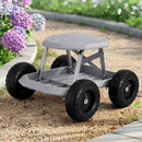 Garden Cart Seat with Wheels, Rolling Work Stool with Tool Storage Tray, 440lbs (200kg) Heavy Duty Capacity Garden Stool for Outdoor Yard Work, Car Detailing, and Garage Maintenance, Grey/Black
