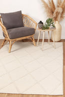 Coral Cove Cream Lattice Wool Rug