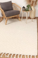 Ember Cove Cream Diamond Wool Rug