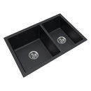 Granite Stone Double Bowl Kitchen Sink Mount Black