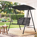 Outdoor Swing Chair with Adjustable Canopy 142cmx172cm Stand Black