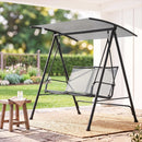 Outdoor Swing Chair with Adjustable Canopy 142cmx172cm Stand Grey