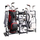 Golf Bag Storage Golfing Equipment Rack Holds 2 Bags 16 Clubs