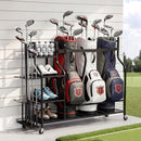 Golf 3 Bag Storage Golf Storage Garage Organizer with Wheels Black
