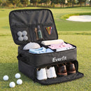 Golf Storage Bag 2-Tier Trunk Organizer with Ventilated Shoe Compartment Black