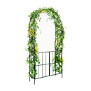 Garden Arch Arbor Trellis With Gate Tall Metal Arbour Archway Black