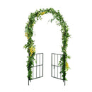 Garden Arch Arbor Trellis With Gate Tall Metal Arbour Archway Black