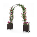 Garden Arch Trellis With 2 Self Watering Planter Boxes Black