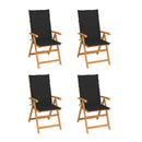 Garden Chairs 4 Pcs With Black Cushions Solid Teak Wood