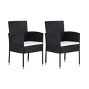 Garden Chairs With Cream White Cushions 2 Pcs Black Poly Rattan