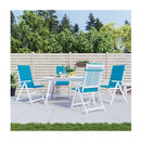 Garden Highback Chair Cushions 4 Pcs Blue 120X50X3 Cm Fabric