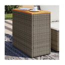 Garden Side Table With Wooden Top Grey Poly Rattan