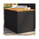 Garden Side Tables 2 Pcs Black 55X34X37Cm Poly Rattan Solid Wood
