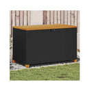 Garden Storage Box Black 110X55X63 Cm Poly Rattan Acacia Wood