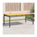 Garden Table Black 180X90X75 Cm Poly Rattan Acacia Wood