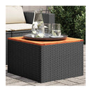 Garden Table Black 55X55X37 Cm Poly Rattan And Acacia Wood