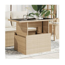 Garden Table With Glass Top Beige 100X55X73 Cm Poly Rattan