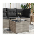 Garden Table With Glass Top Grey 55X55X37 Cm Poly Rattan