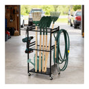 Garden Tool Organiser Stand Holder 3 Tier Rack With Wheels Side Hooks