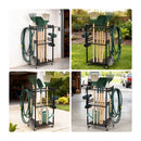 Garden Tool Organiser Stand Holder 3 Tier Rack With Wheels Side Hooks