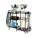 Garden Tool Organiser Stand Holder 3x2tier Storage Rack With Wheels