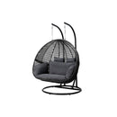 Outdoor Egg Swing Hanging Pod Chair Wicker Cushion 2 Person Grey