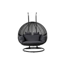 Outdoor Egg Swing Hanging Pod Chair Wicker Cushion 2 Person Grey