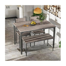 Industrial Gathering Table Set with 2 Chairs and 1 Bench for Dining Room Grey