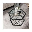 Geometric Coffee Table With Tempered Glass Top And Metal Legs