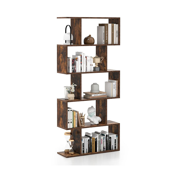 Geometric S Shaped Bookcase With Anti Toppling Device Coffee