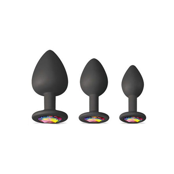 Glams Spades Trainer Kit Black Butt Plugs With Gems