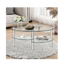 Tempered Glass Coffee Table With Open Storage Shelf