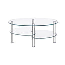 Tempered Glass Coffee Table With Open Storage Shelf