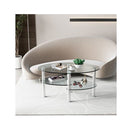 Tempered Glass Coffee Table With Open Storage Shelf