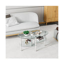 Tempered Glass Coffee Table With Open Storage Shelf