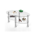 Tempered Glass Coffee Table With Open Storage Shelf