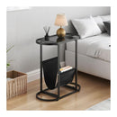 Glass Coffee Table Sofa End Side With Magazine Holder