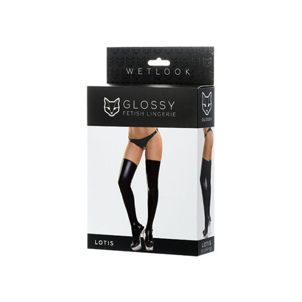 Glossy Wetlook Stockings Lotis Black