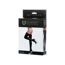 Glossy Wetlook Stockings With Lace Insert Eliza Black