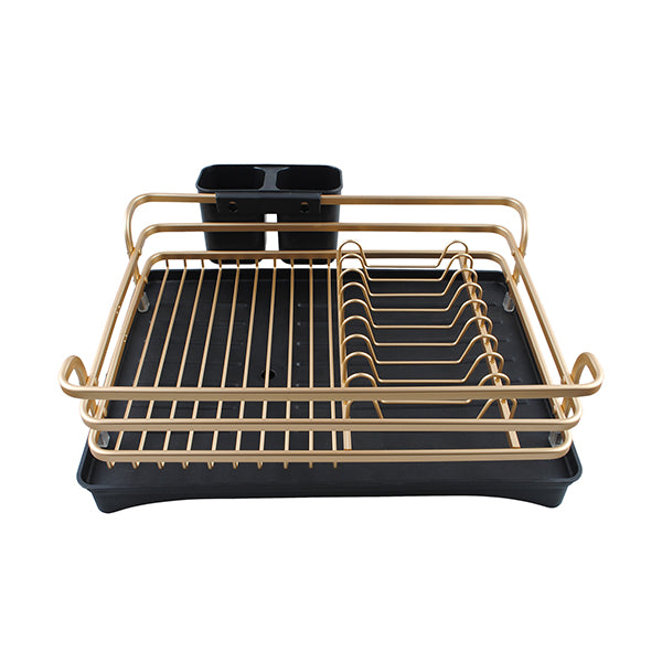 Gold Black 1 Tier Kitchen Storage Organizer Dish Rack Cup Plates Shelf