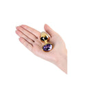 Gold Metal Anal Plug With Amethyst Crystal Small