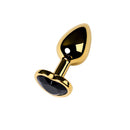 Gold Metal Anal Plug With Tourmaline Heart Crystal Small