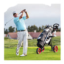 3 Wheel Folding Golf Push Cart With Adjustable Handle And Padded Seat
